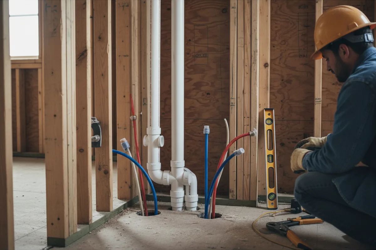 Drain and supply rough-in during Drain Cleaning in Coopersburg