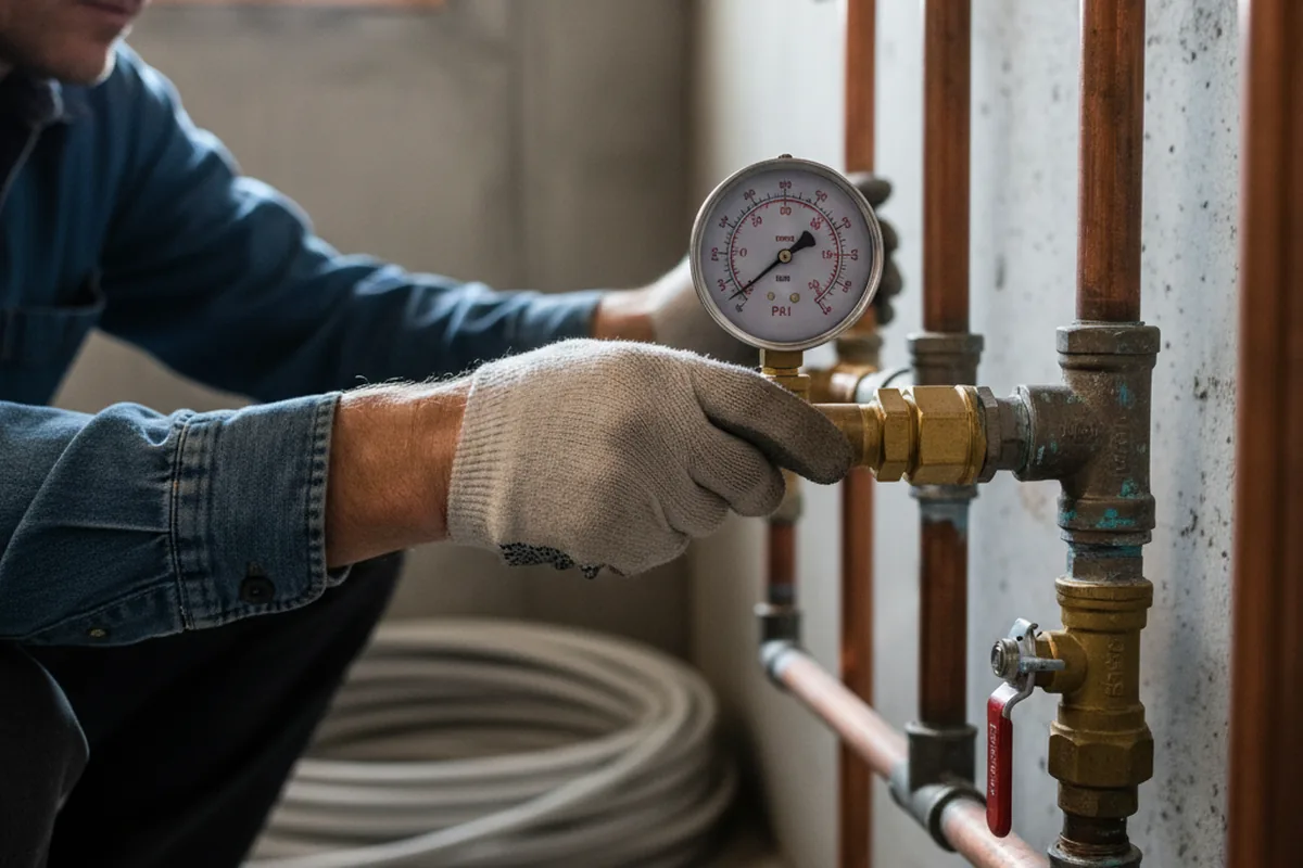 Pressure testing a repaired line during Water Line Repair in Coopersburg